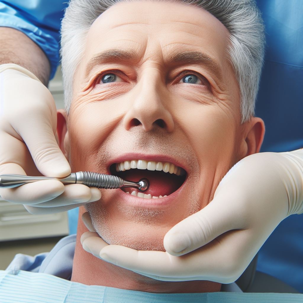 man getting dental implants